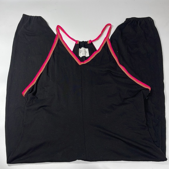 Sold✨Pitusa Pima Inca Jumpsuit Black & Hot Pink Womens Size Standard Flowy Harem - Picture 4 of 12